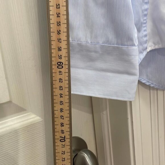 Hugo Boss Classic Business Casual Pinstriped Long Sleeve Button Down Blue - 39 - Picture 7 of 15